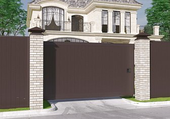 Откатные ворота из сэндвич-панелей (3000х2500)